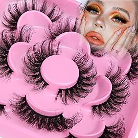 Cat Eye Mink Lashes Fluffy False Eyelashes Dramatic Eyelashes Mink Fluttery Fake Eyelashes 20mm Length Reusable Flared Lashes 5 Pairs by Focipeysa