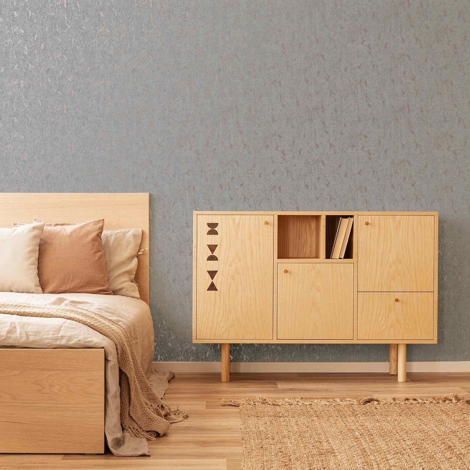 Graham & Brown 106401 Milan Texture Rose Gold and Grey Wallpaper, 1000cm length x 52cm Wide