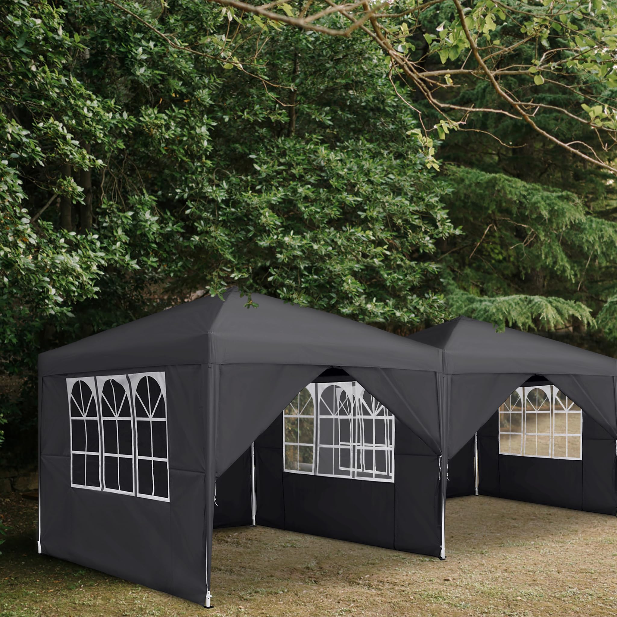 Tonnelle pliable - 2,5 x 2,5 m - Imperméable et stable - Résistante à l'hiver - Avec 4 panneaux latéraux et fenêtres - Tente de jardin pliable - Protection UV - Tente de réception pour
