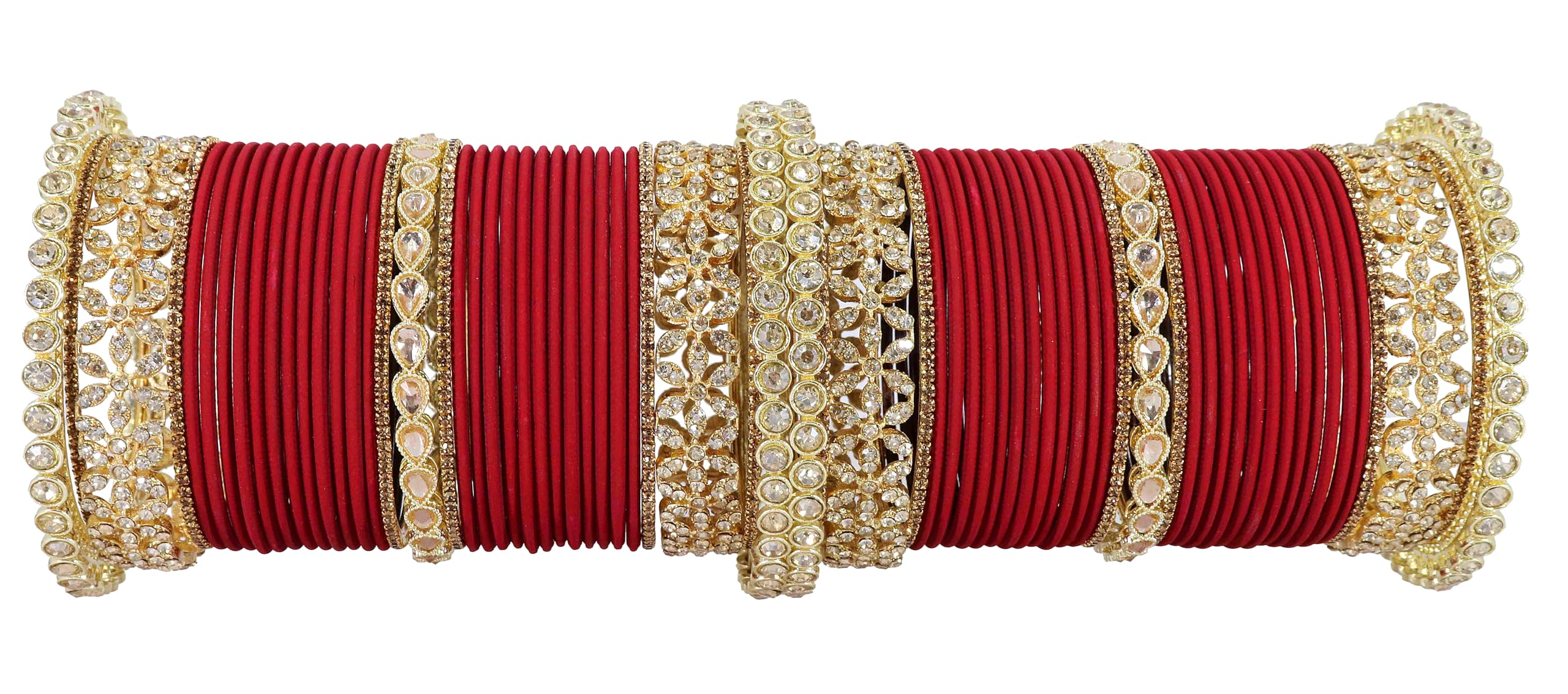 LAVAZZA Premium Gold Plated Metal Bangles Chuda Set For Bridal Women & Girls with AD Diamond & Kundan| Chura Set For Women | AD bangles | Bangles For Wedding-(Chuda11-Maroon-2.2) (B0CZDWSWFP) Amazon Price History, Amazon Price Tracker