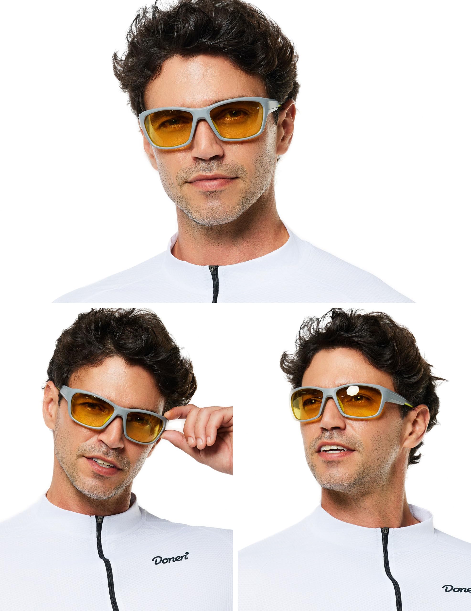 Occhiali da guida notturna per uomo: TR90 antiriflesso HD visione notturna occhiali da guida gialli colorati per la corsa