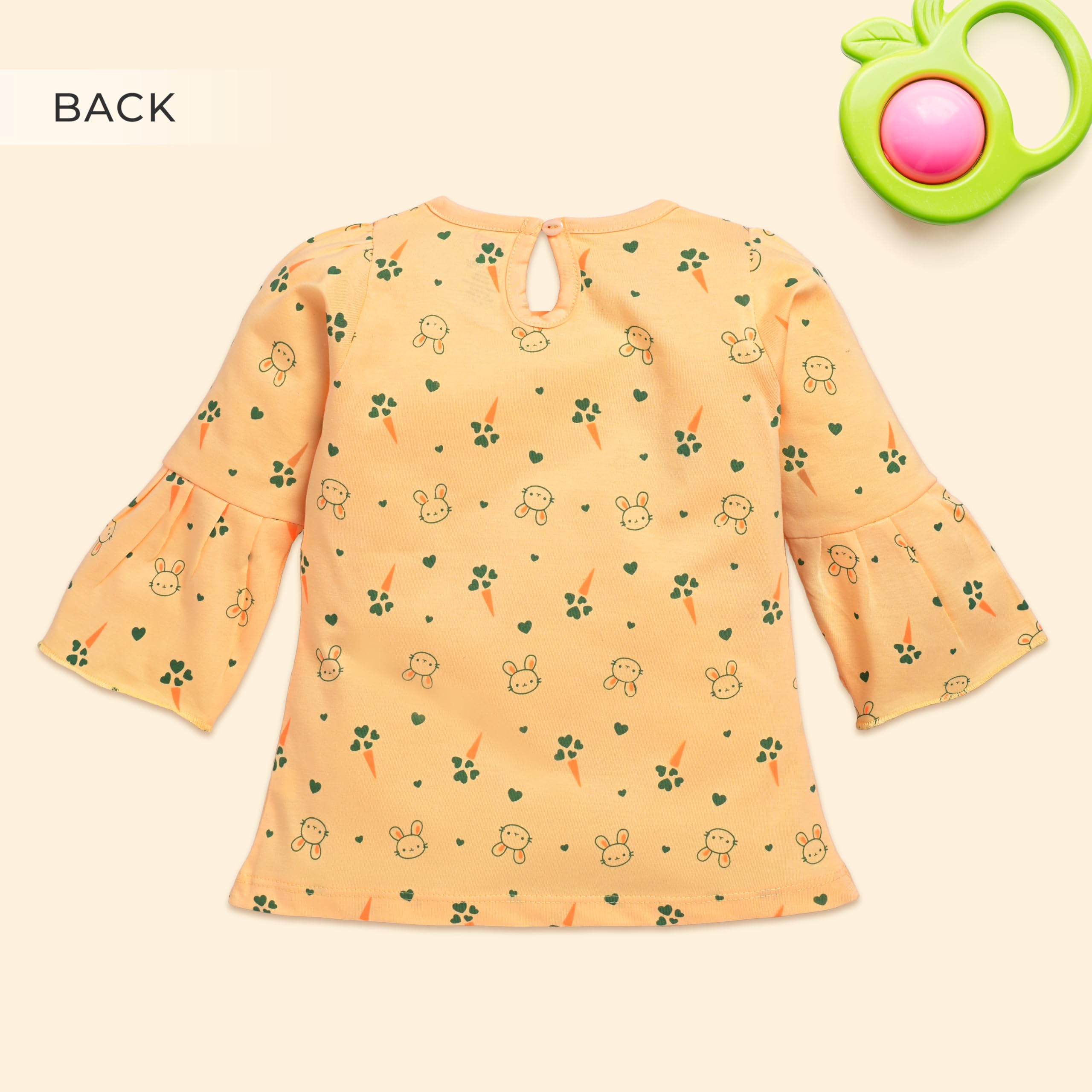 LuvLap Baby Girls 100% Cotton Full Sleeve Girls Top Pack of 2, Sea Green & Mango, L (6 to 12 Months) 4