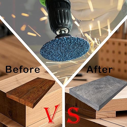 Miniatura 5 de Juego de 75 discos de cambio rápido de 3 pulgadas, disco de lijado con bloqueo de rollo de circonia con soporte de 14", compatible con amoladora