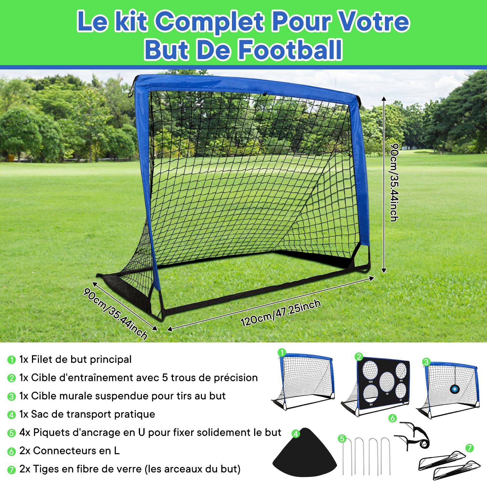 Cage de Foot Enfant Pliable 3 en 1, But de Foot Exterieur avec 3 Modes de Jeu, Portable