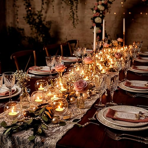 Vista 7 de LAMORGIFT 24 Piezas Portavelas Transparentes para Velas de Té - A Granel, Bonitos Jarrones Pequeños para Fiestas de Bodas/Compromisos/Despedidas