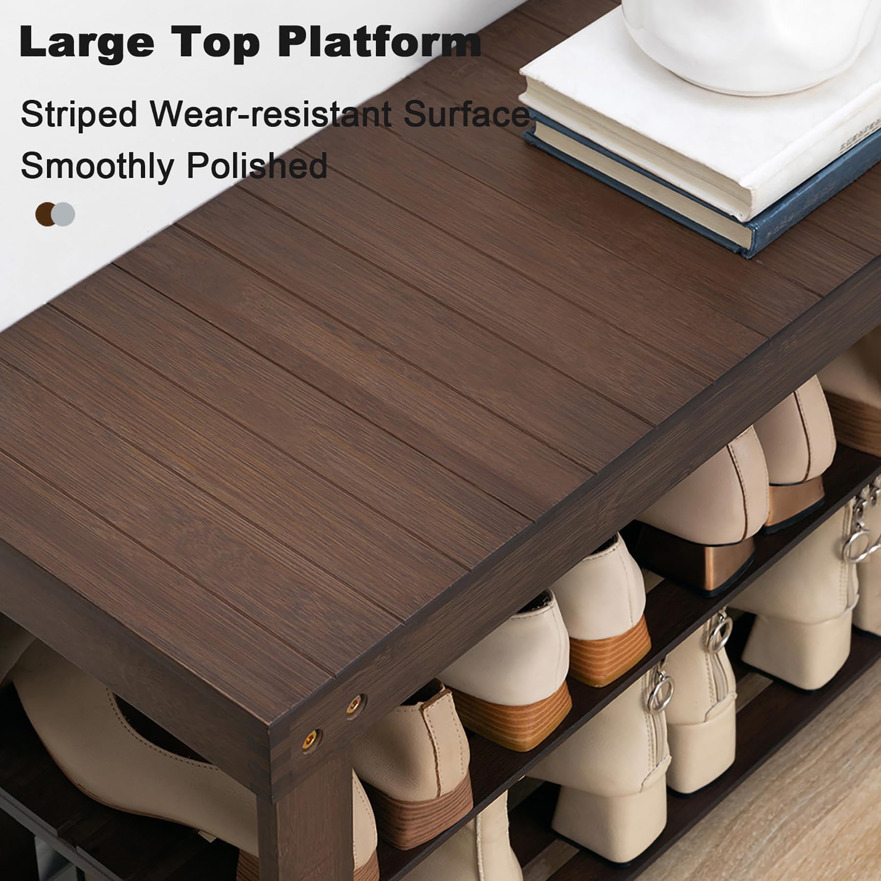 Taburete moderno de bambú resistente de 2 niveles para interiores y mesa de asiento de entrada, banco de 82 cm de largo para pasillos y balcón, madera natural de 69 x 25 x 44 cm