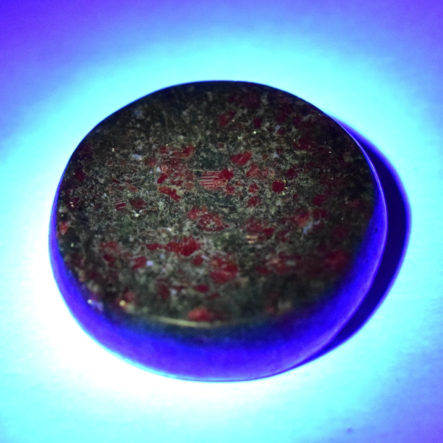 HQRP 36mm Natural Blue Kyanite with Red Ruby Crystal Stand for Spheres/Eggs Polished Worry Stone Gemstone Mineral Specimen from India - 5PCS