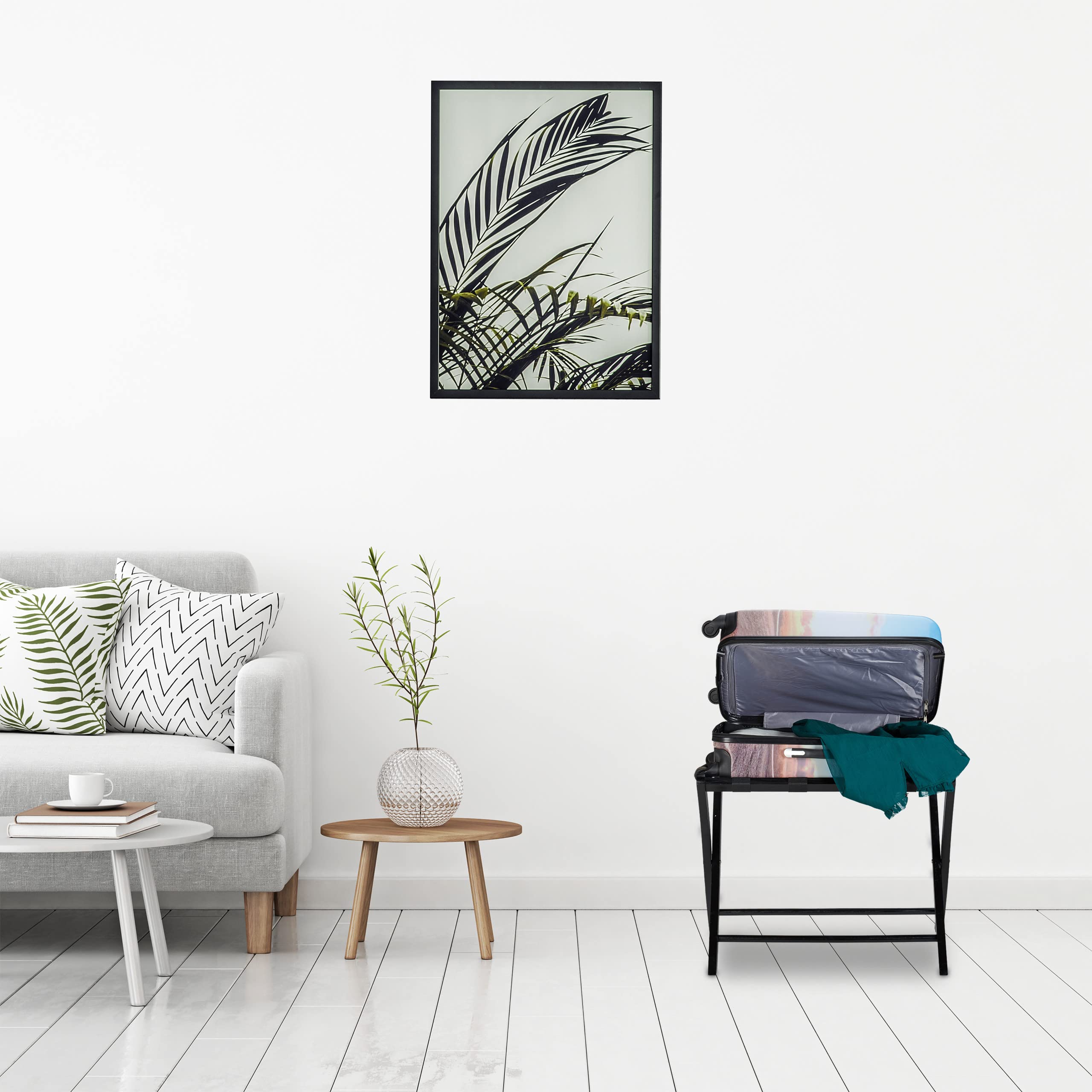 Relaxdays Portavaligie Pieghevole, Scaffale in Legno, Nero, 52,5x66,5x48 cm