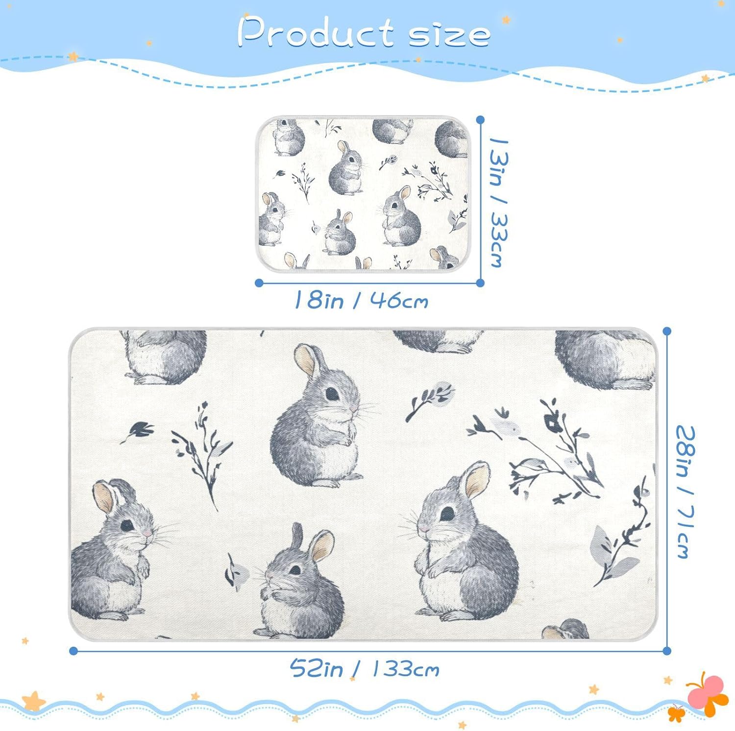 Cute Macropodidae Neutral Cooling Baby Mattress Protector Crib 28" x 52" Absorbent Training Pads for Baby&Toddler
