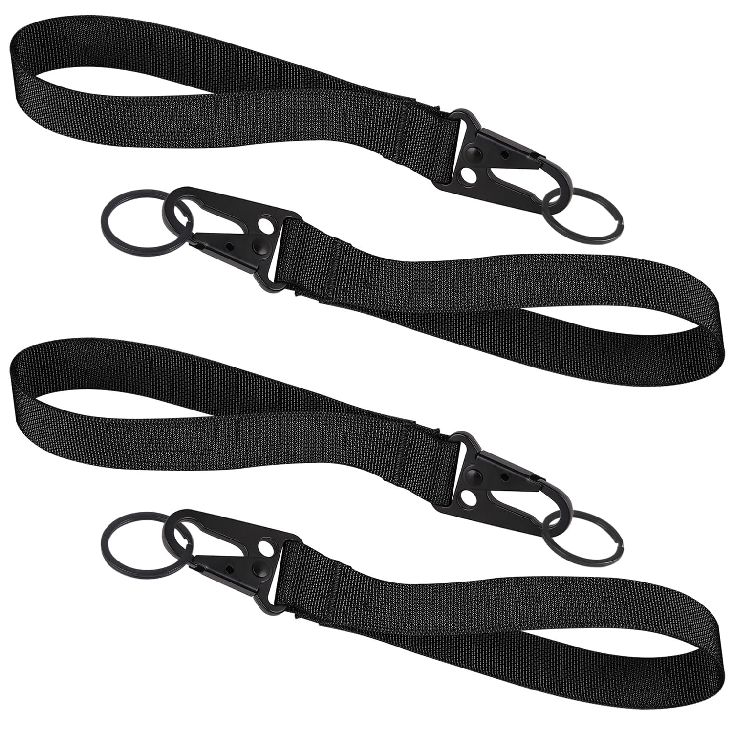 XTACER Tactical 1-inch Wristlet Keychain Strap Hand Wrist Lanyard Key Chain Holder for Key (PACK of 4) (Black)