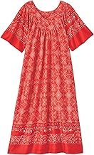 AmeriMark Women's V-Neck Lounger House Dress with Pockets Muumuu Nightgown
