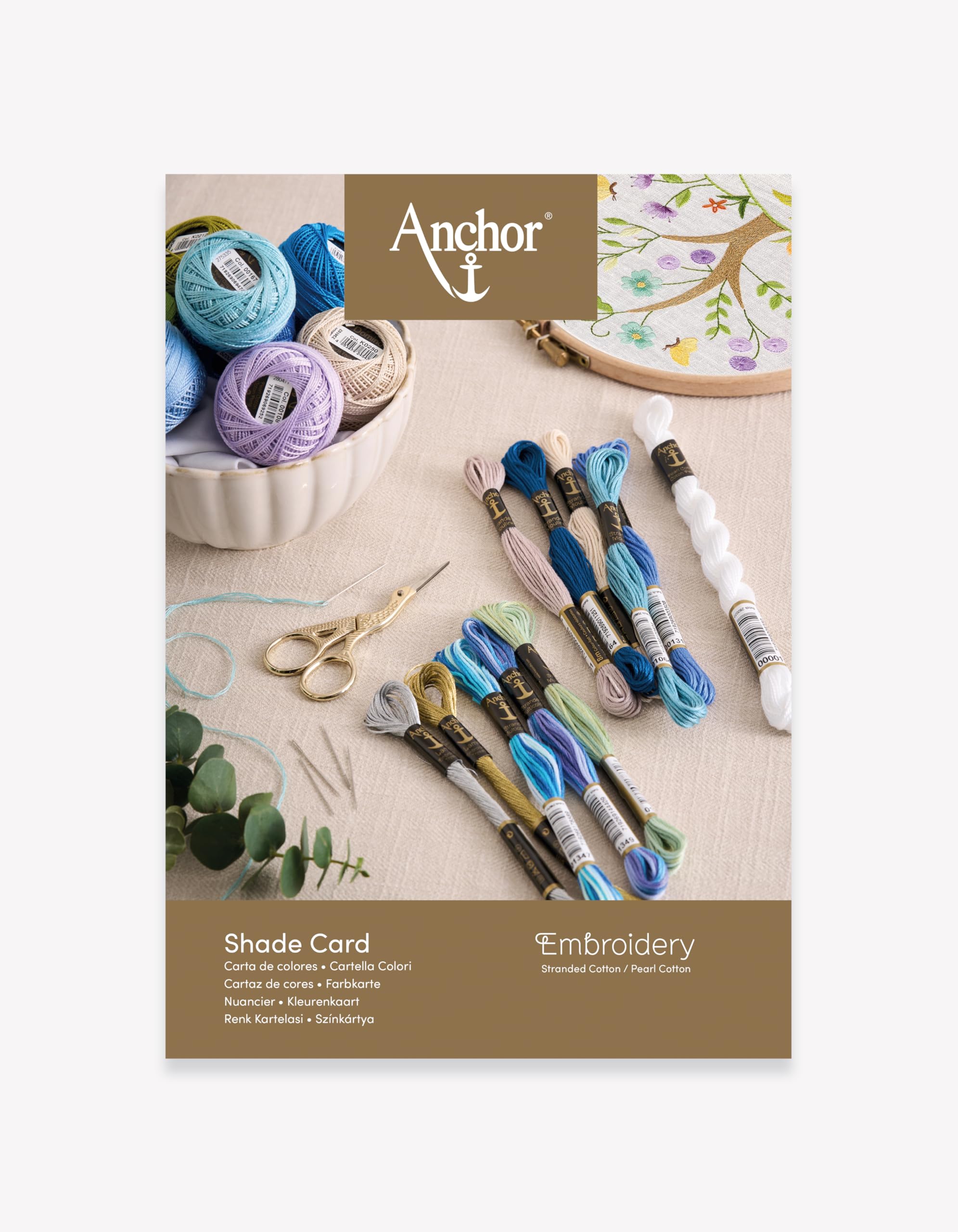 Anchor CA-4546 – Mappa delle sfumature dei fili da ricamo | Campioni reali di filati Anchor Stranded Cotton, Pearl Cotton, Metallic e Lamé | Accessorio essenziale per le tue creazioni