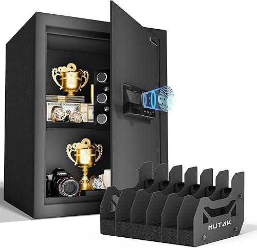 Miniatura 8 de Caja Fuerte Biométrica de 1.0 Pies Cúbicos con Bolsa Ignífuga, Caja Fuerte de Acceso Rápido por Huella Dactilar con Llaves, Teclado Digital, Puerto