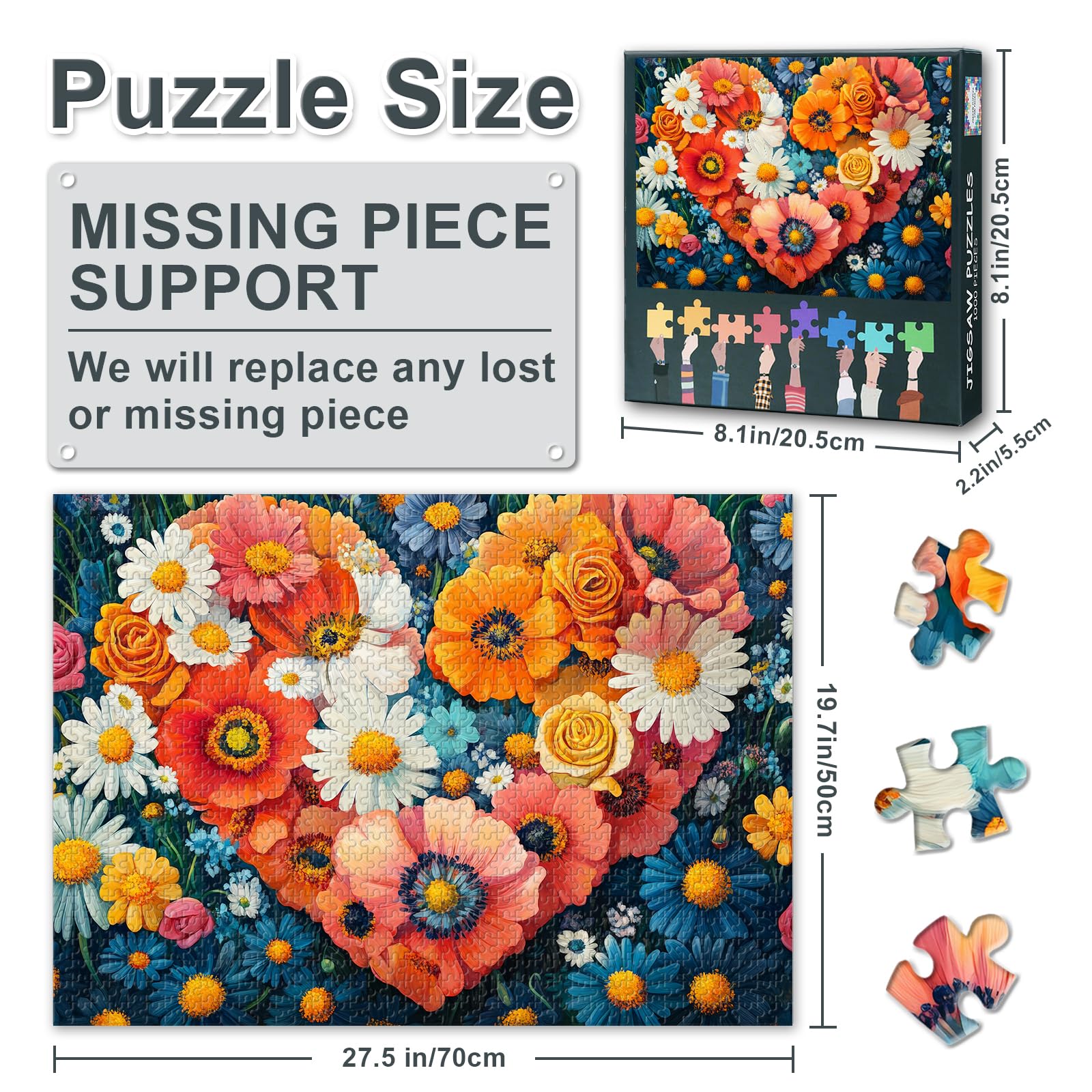 Puzzle 1000 pieces, DJ Flower with Headphones and Sunglasses 1000 puzzles, game for the family night colorful puzzle - Image 2
