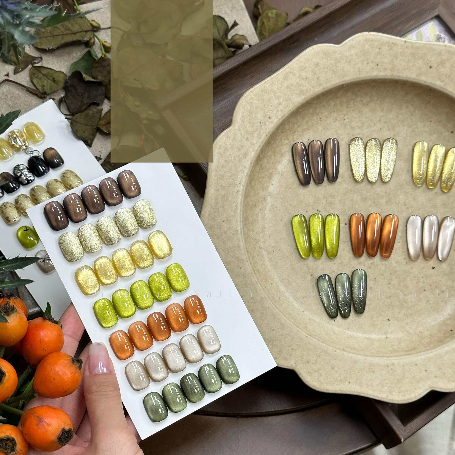 ADHERE Autumn Collection 12ML Cat Eye Gel Nail Polish 1Pc Gel Polish Soak off Uv Lamp Holographic Magnetic Nail Polish for Nail Art Manicure Salon DIY