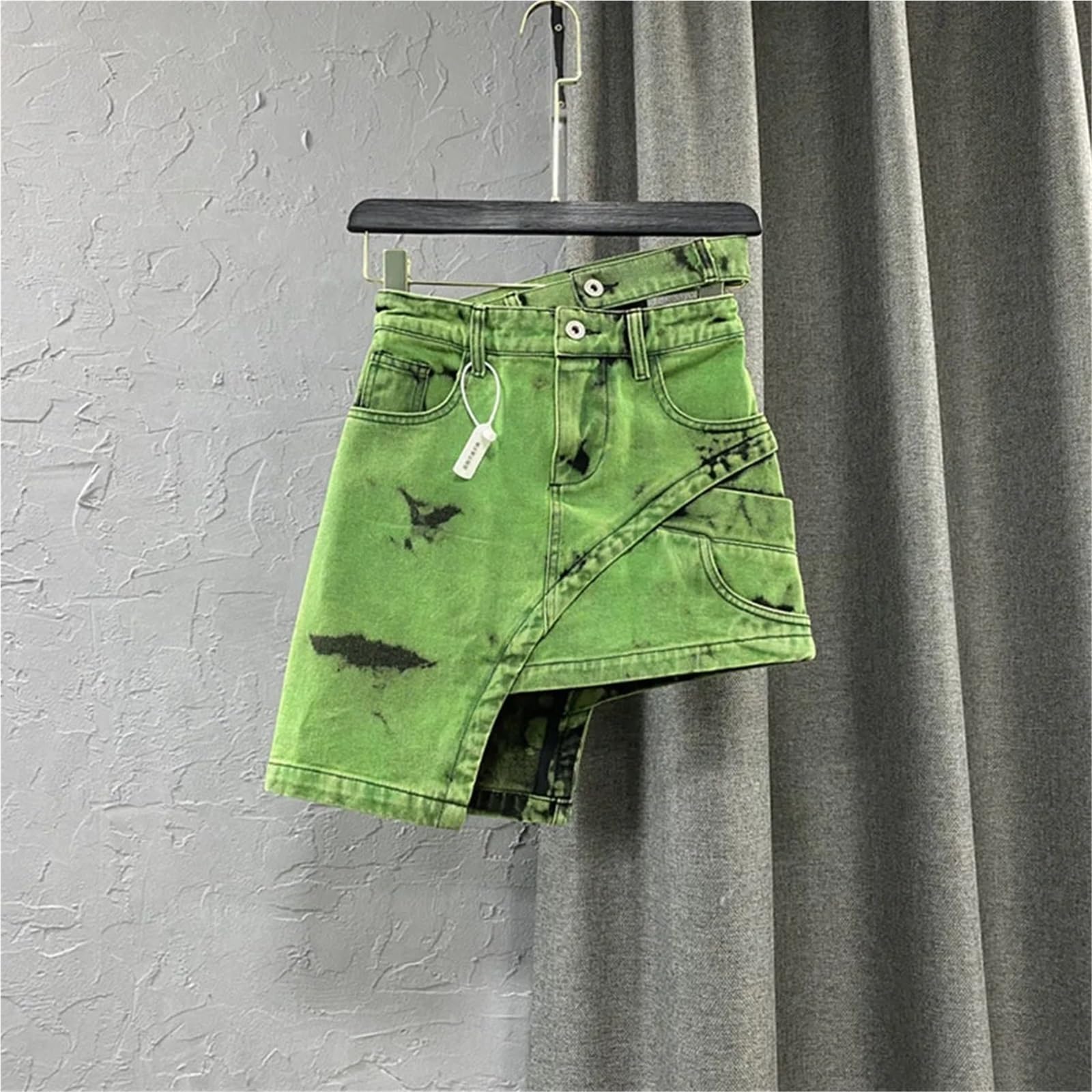 Falda Vaquera con Efecto Tie-Dye Irregular de Verano for Mujer, Faldas Cortas Acampanadas Cintura Alta para Eventos Y Fiestas
