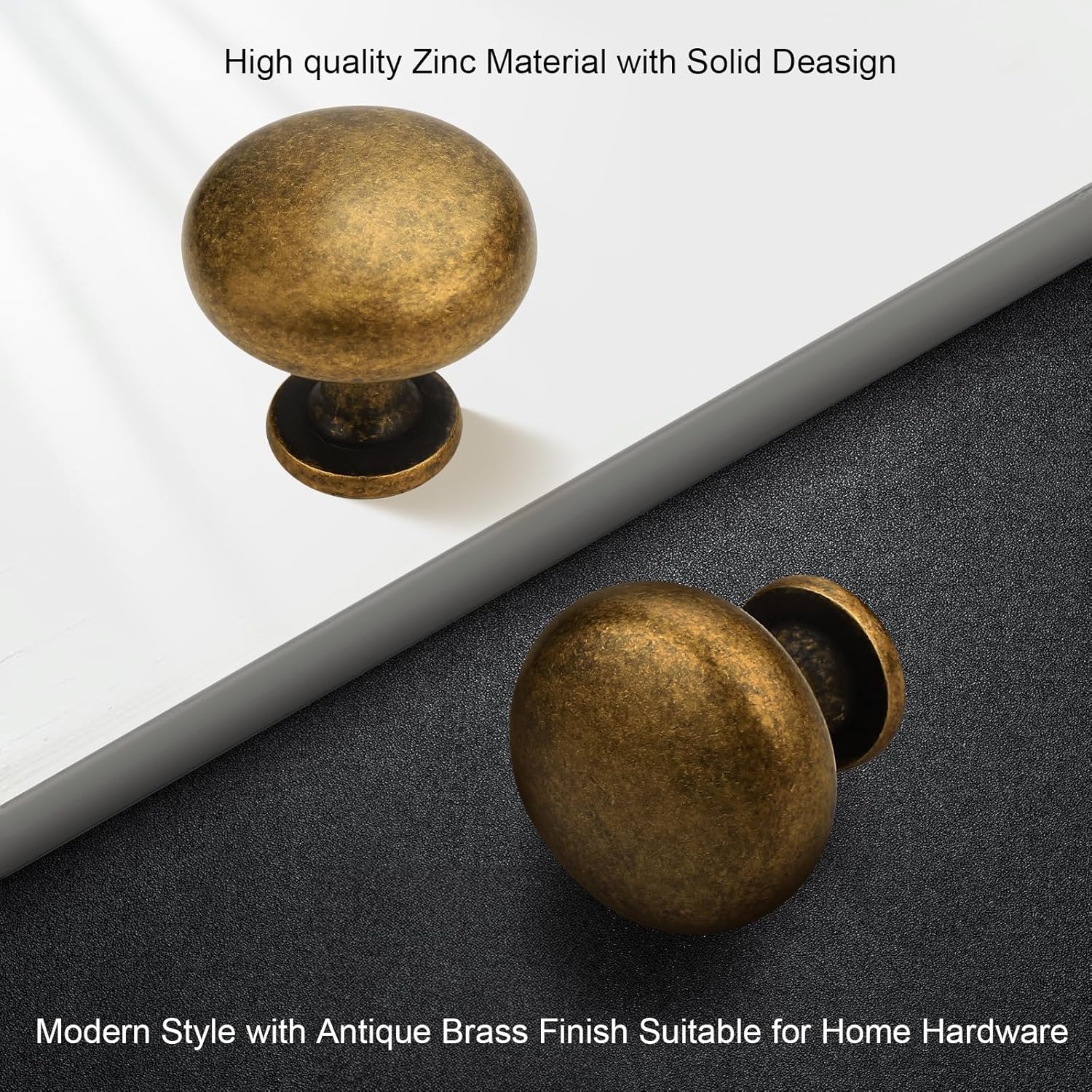 Probrico 30 Pack Antique Brass Kitchen Cabinet Knobs,Zinc Alloy Dresser Drawer Knobs Diameter:1-1/5 Inch Vintage Round Cupboard Knobs