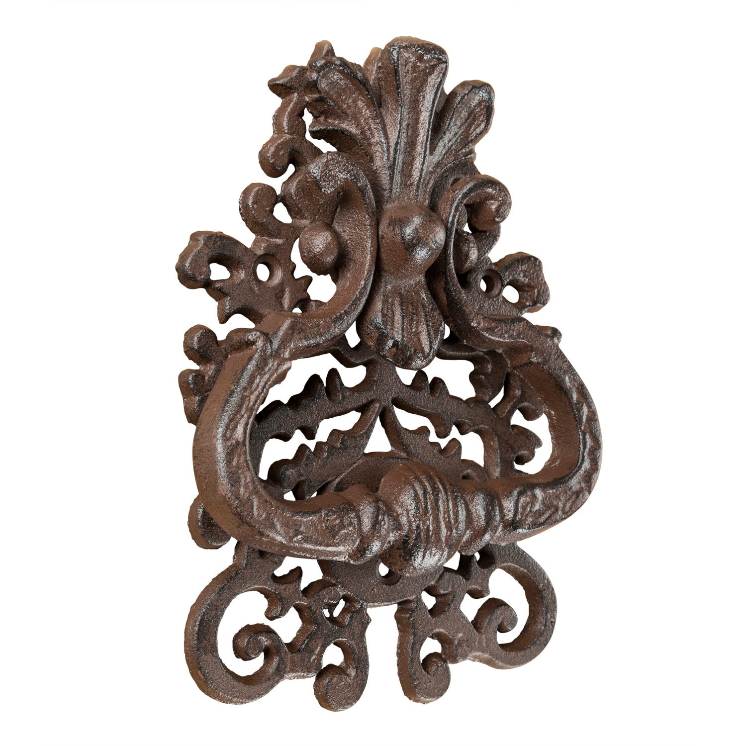 Homescapes Brown Antique Style Decorative Door Or Gate Knocker Cast Iron With Ornate Swirl Design