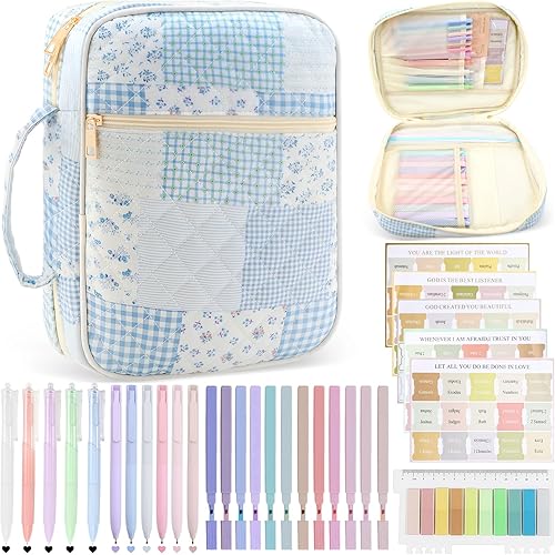 Miniatura 10 de 22 piezas de suministros de estudio bíblico, resaltadores bíblicos, bolígrafos de colores surtidos, 1000 hojas, notas adhesivas transparentes con 2