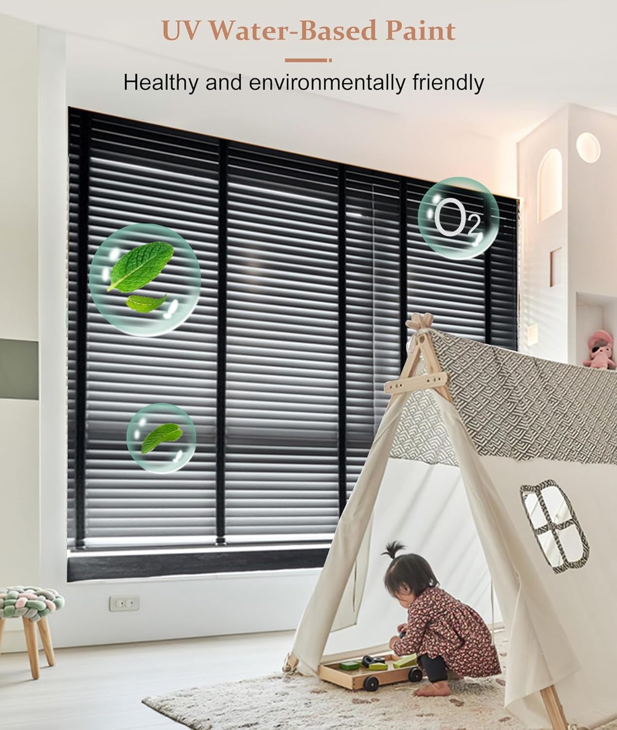 Wooden Blinds & Shades for Windows, 5cm Slats Wooden Window Blinds, Blackout Room Darkening Blinds Roman Shades for Interior, Filtered Light Horizontal Blinds Privacy Curtains,Black,24'' W x 60'' H