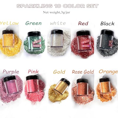 Miniatura 2 de Colaele Juego de bebidas comestibles con purpurina  Polvo metálico vegano metálico para tartas de disco brillante de grado alimenticio para fresas,