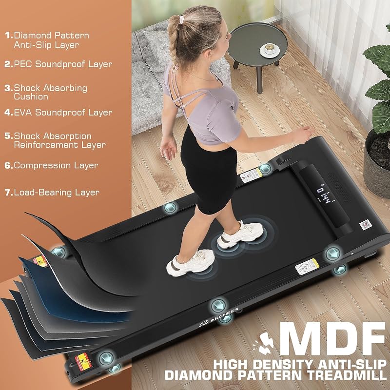 Under Desk Treadmill, Walking Pad Treadmill for Home Office, 3.0 HP Portable Walking Treadmill 300 lb Capacity, Compact Walking Jogging Running Machine with Remote Control and LED Display, Black image 5