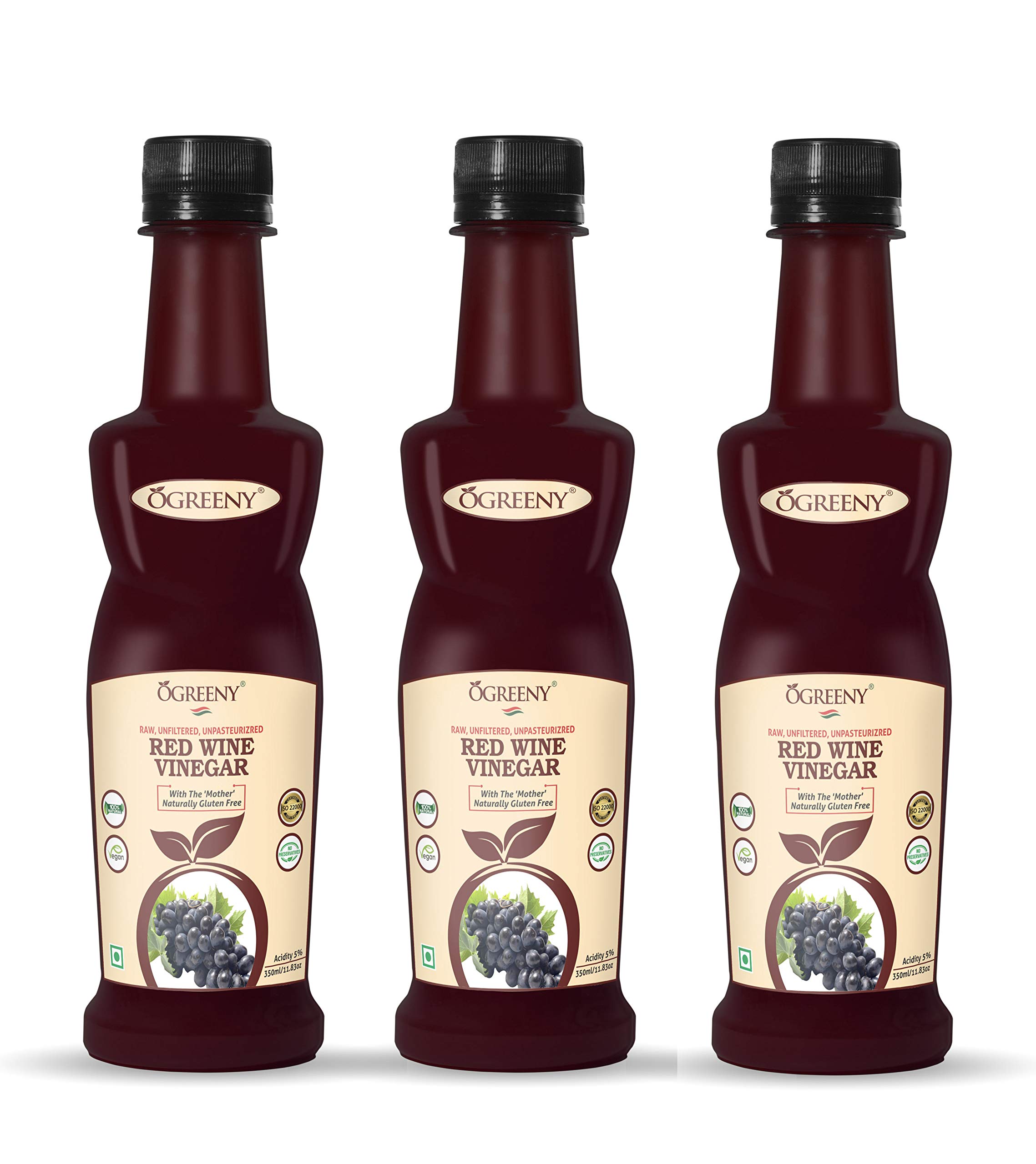 OGREENY Red Wine Vinegar |Balsamic Vinegar Organic Non Alcoholic Drink for Weight Loss 350 ml (Pack of 3 ) (B07T7WVTFS) Amazon Price History, Amazon Price Tracker