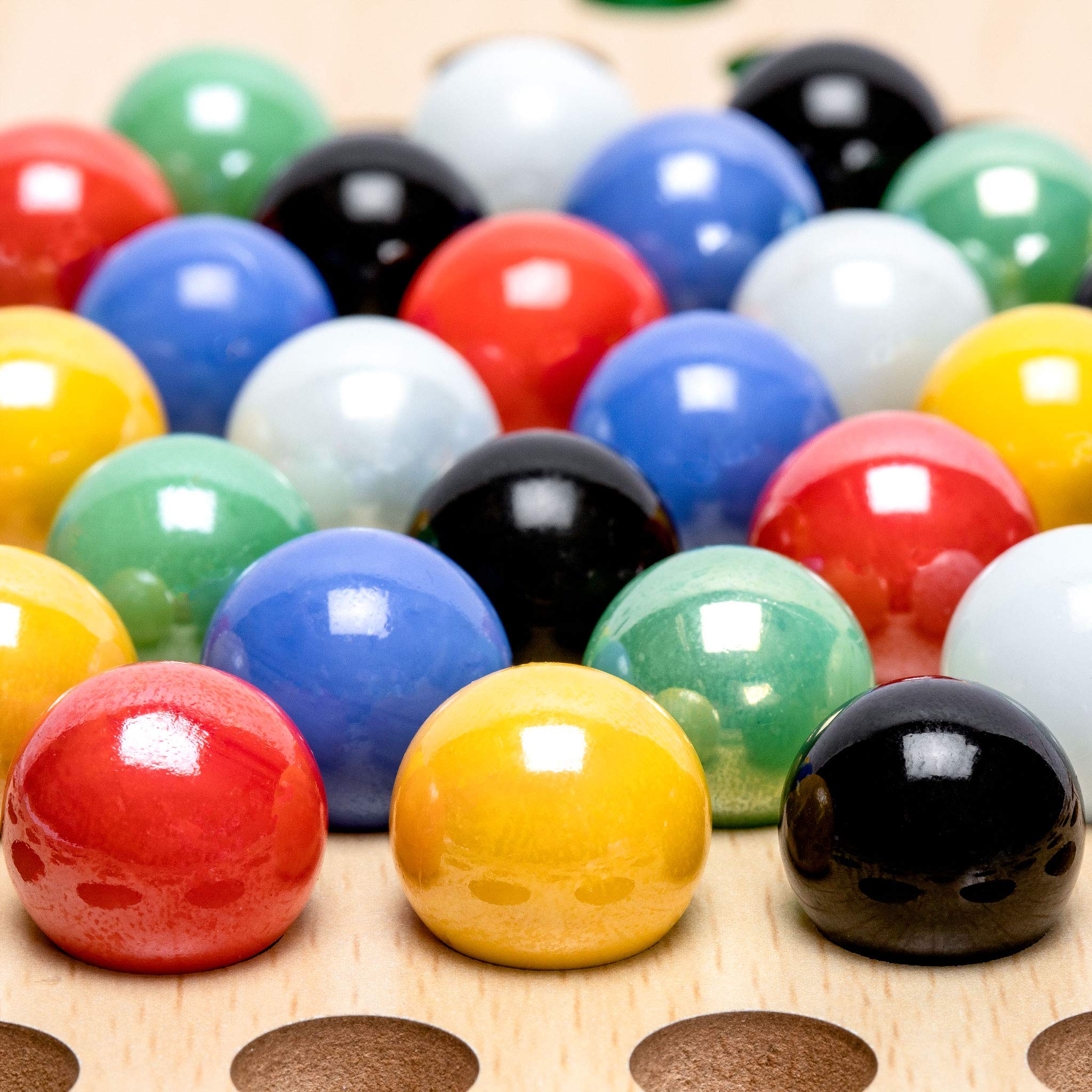 Set Juegos Reversible 2x1 Parchís y Damas Chinas-Halma Madera y Canicas Vidrio – 30,2cm