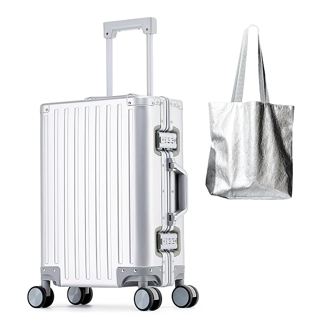 All Aluminum Carry On Luggage 22x14x9 Airline Approved Hard Shell Carry On Luggage Zipperless Luggage Metal 20inch Suitcase