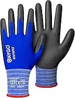 Vista 16 de KAYGO KG15P - Guantes de trabajo con revestimiento de poliuretano, nailon Lite, para la seguridad, revestimiento de poliuretano gris, muñeca de Azul