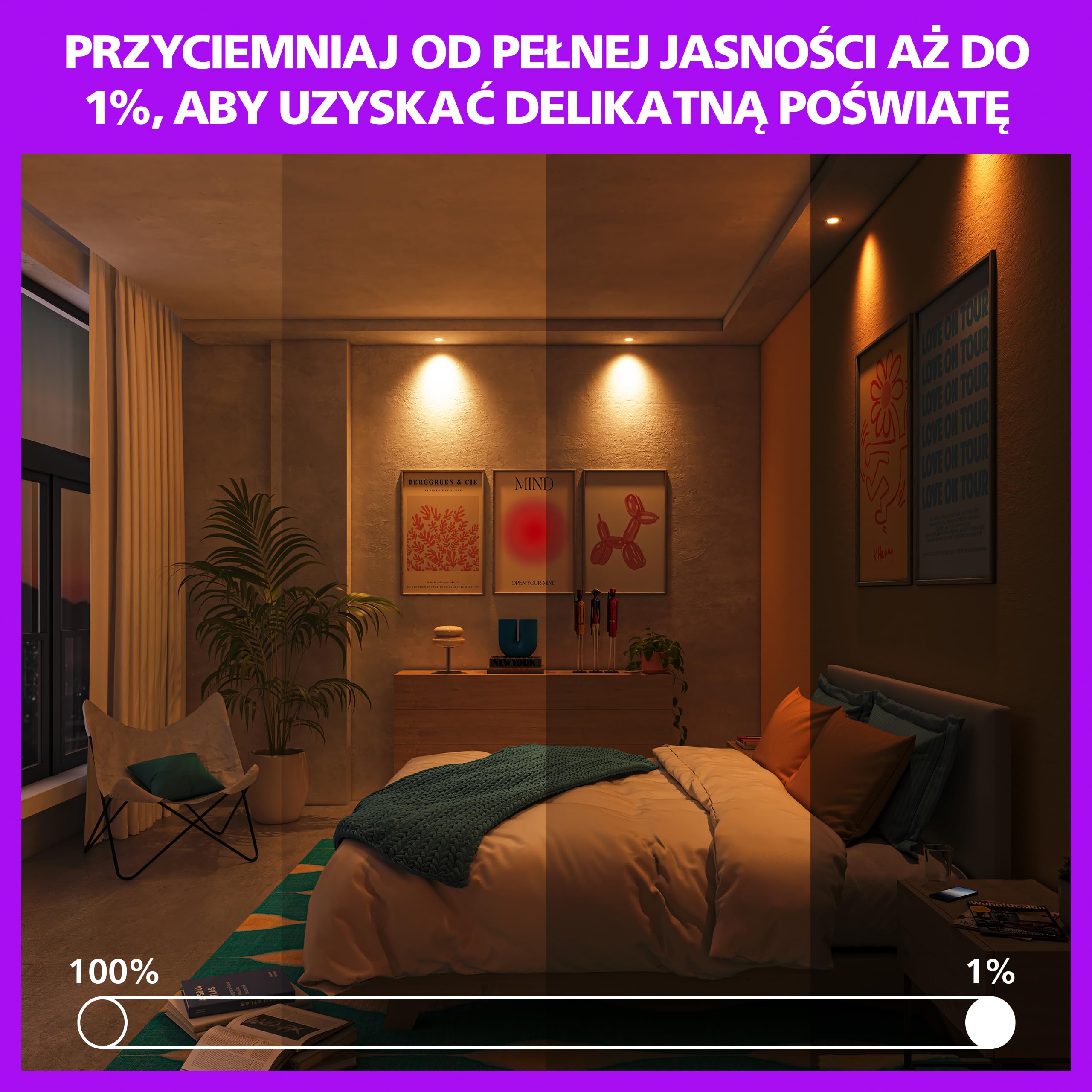 Smart RGB GU10 Szklana Żarówka LED, 3 szt., B22, 345 lm, Kolorowe i Regulowane Białe 2200–6500 K, Mocne Przyciemnianie, Connected by WiZ, Alexa, Google Home, Apple Home