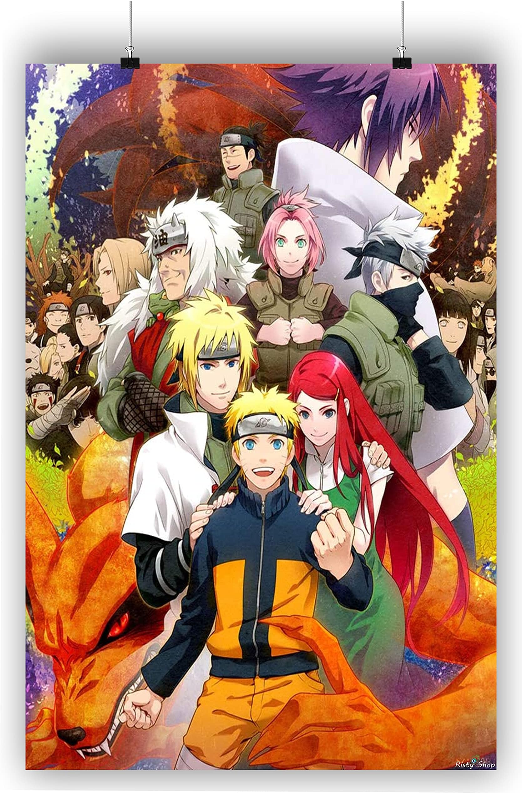 Risty Shop 301 GSM High Definition Naruto All Key Characters Superhero Jujutsu Manga Anime Wall Poster -(Matt Finish, Large size - 12x18 Inch, No Frame)multicolor
