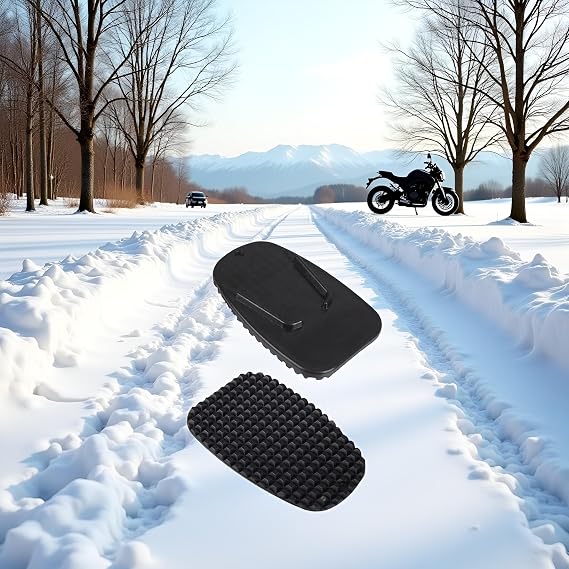 2Pcs Black Motorcycle Side Kickstand Non-Slip Plate Base Parking Stand Support Plastic Pad, Body and Frame Parts