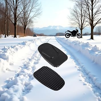 2Pcs Black Motorcycle Side Kickstand Non-Slip Plate Base Parking Stand Support Plastic Pad, Body and Frame Parts