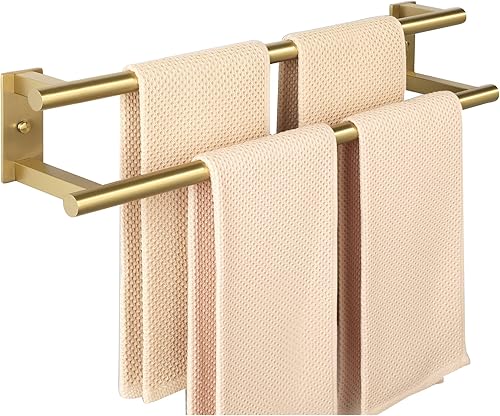 Alise Toallero doble para baño, barra para colgar, barra de almacenamiento de riel, soporte de pared de 24 pulgadas, soporte para toallero,