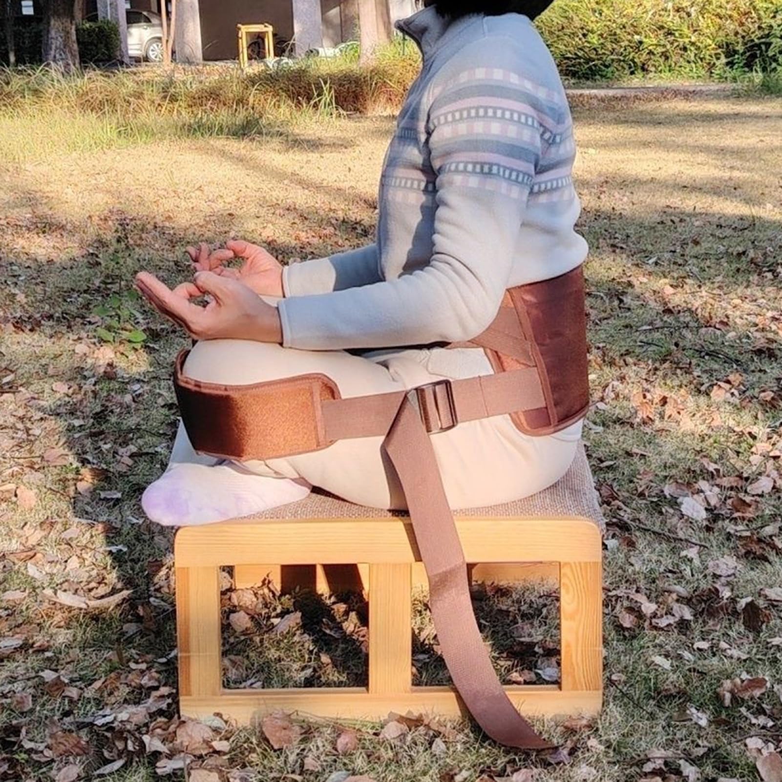 Corrector de postura sentado, ajustable, para hombres y mujeres, yoga, meditación, sentado, postura, cinturón alisador de espalda, escoliosis