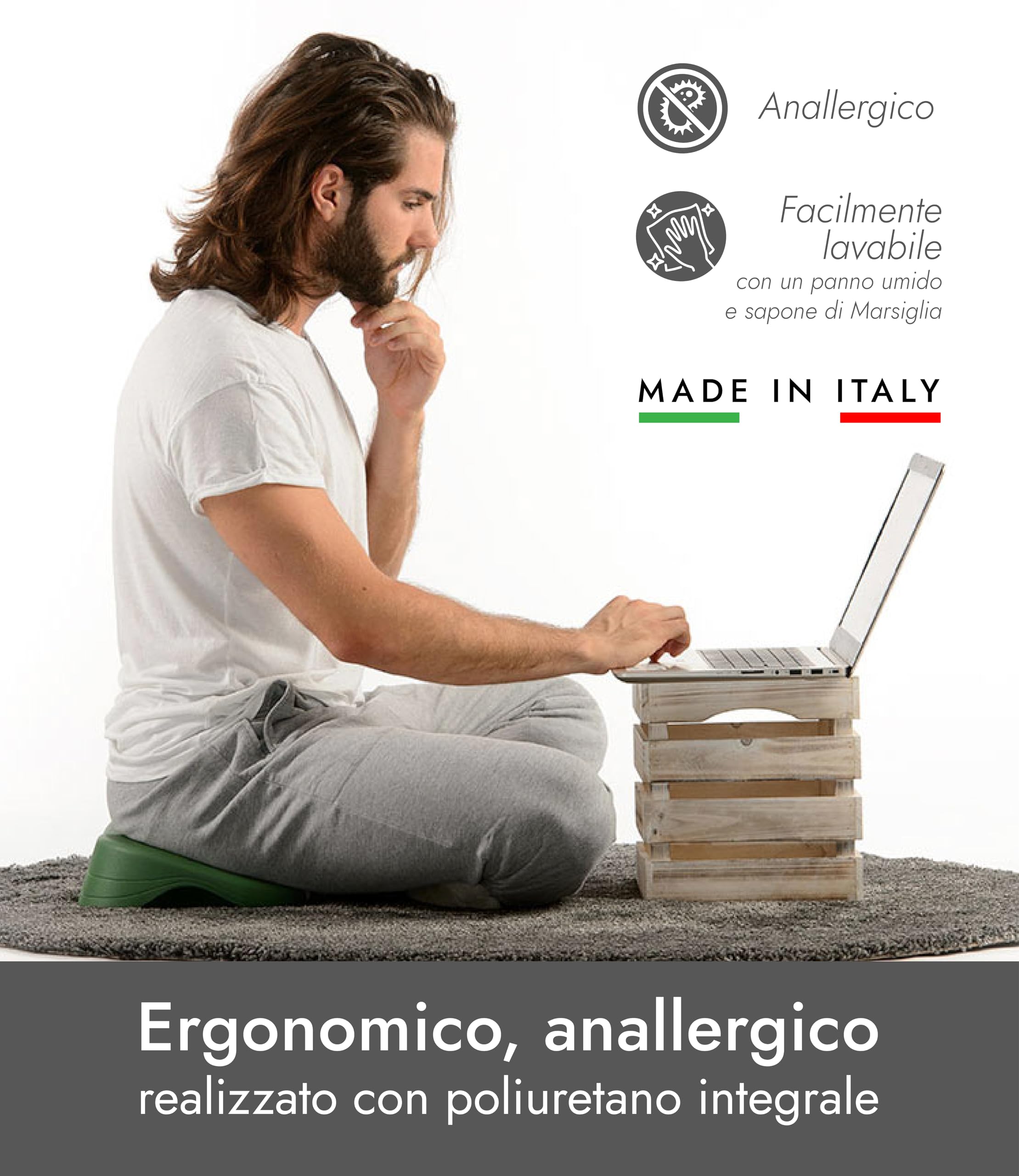 LAHARON Cuscino Yoga Lotus Pro Viola - Cuscino da Meditazione per Mantenimento Postura Corretta - Cuscino Meditazione Yoga Anatomico - Ergonomico, Anallergico e Made in Italy