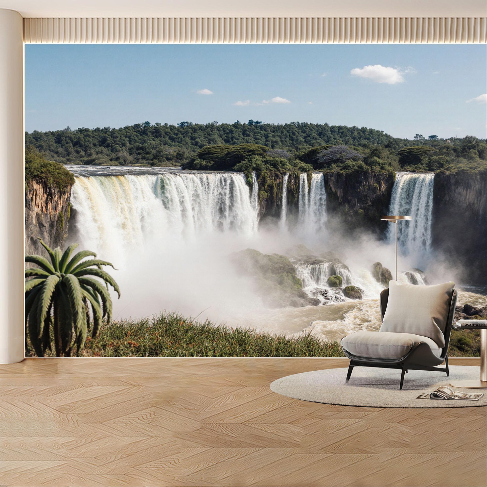 Custom Wall Mural Wallpaper Waterfall Landscape Nature Large Wall Art Wall Decor Tropical Misty Removable SelfAdhesive Large Photo for Living Room， Bedroom， Office