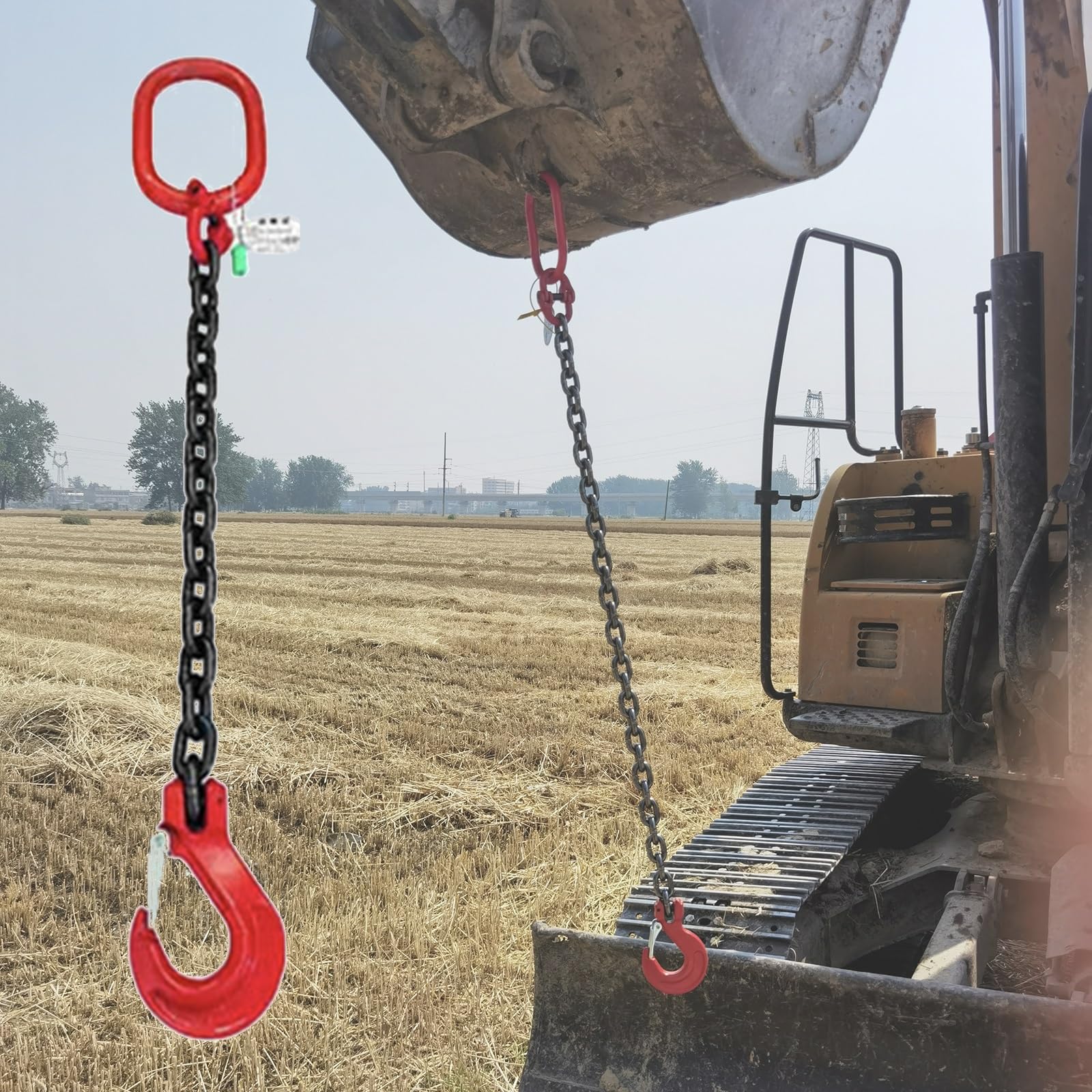 Catene di sollevamento in acciaio pesante, G80 a 4 gambe con gancio, capacità di 1 tonnellata, catena di sollevamento del motore durevole per sollevamento pesi e attrezzature da magazzino