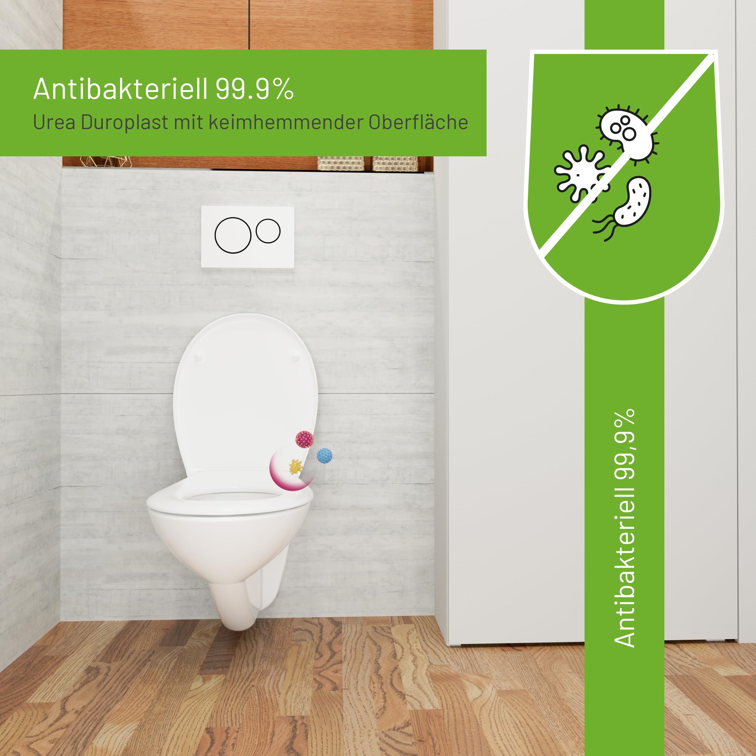 LUVETT S100 WC-Sitz Glitzersteine Oval SoftClose TakeOff EasyClean Weiß | Mit 44 Glitzersteinen in Handarbeit. Duroplast WC-Sitz mit SoftClose Absenkautomatik und 3-in-1 Edelstahl-Befestigungsset.