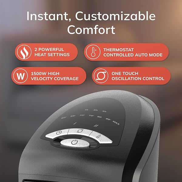 Lasko 1500W Ceramic Tower Space Heater with Remote, Thermostat, Timer & Widespread Oscillation, Portable Electric Heater for Indoor Use, Bedroom & Living Room, 751320 - 4
