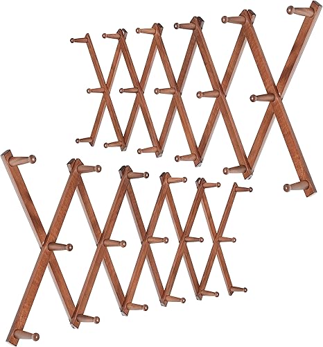 WEBI Perchero de pared de acordeón, perchero expandible de madera, perchero de acordeón para pared, estante de pared de acordeón para sombreros,
