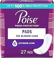 Vista 1 de Poise Almohadillas de incontinencia posparto para mujer, máxima absorción, largas, diseño original, 27