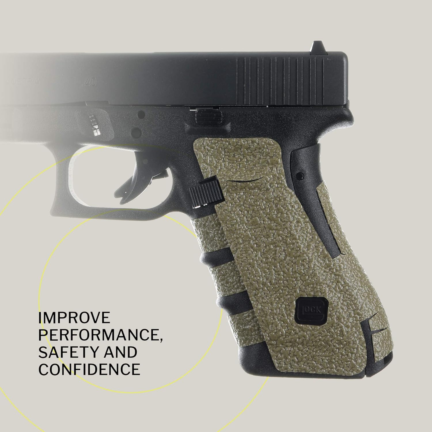 Talon Grips - Adhesive Grip for Glock 17, 17 MOS, 22, 25, 31, 34, 35, 37, 45, 74, 19X - Made in The USA - Easy Installation, Superior Traction, Performs in All Conditions