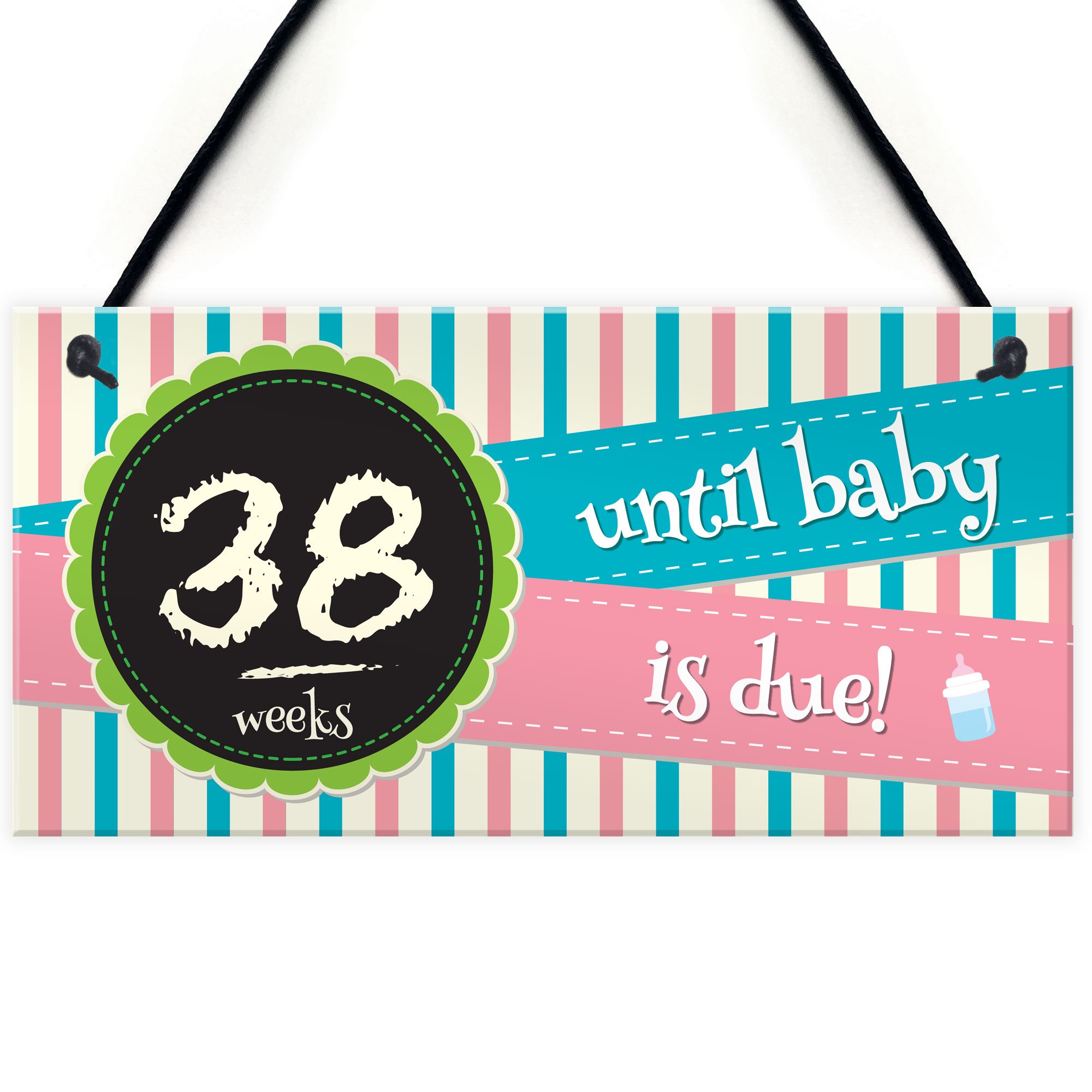 Red Ocean Weeks until Baby Is Due Pregnancy Countdown Chalkboard Hanging Plaque Birth Gift Sign 200 x 100 mm High Grade PVC