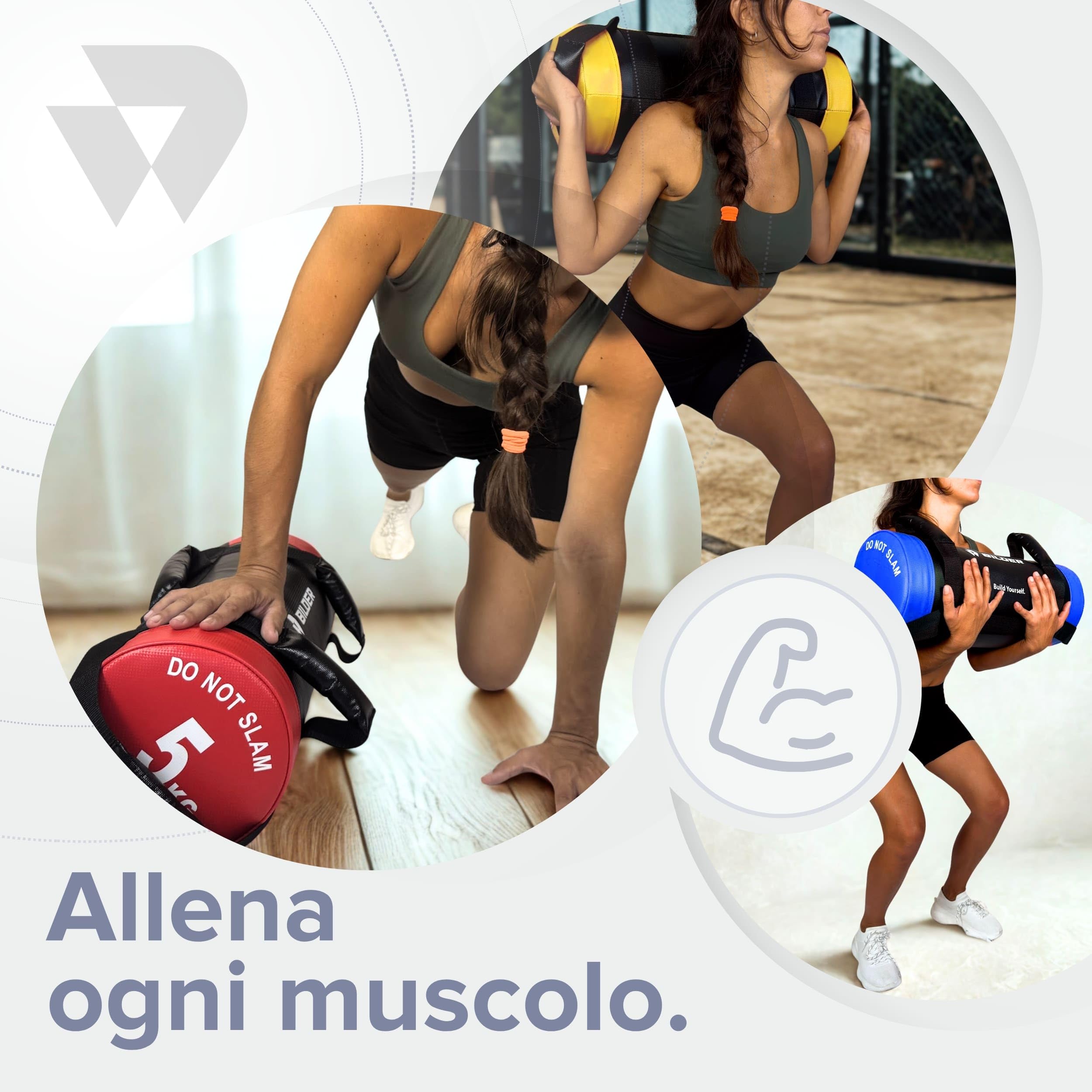 BILDER - Powerbag Compatto 5 Kg con Sabbia Metallica, Sandbag Fitness per Forza, Resistenza e Core Training, Sacco Pesi Palestra con Maniglie Multiple, Attrezzi Palestra Casa per Allenamento Completo