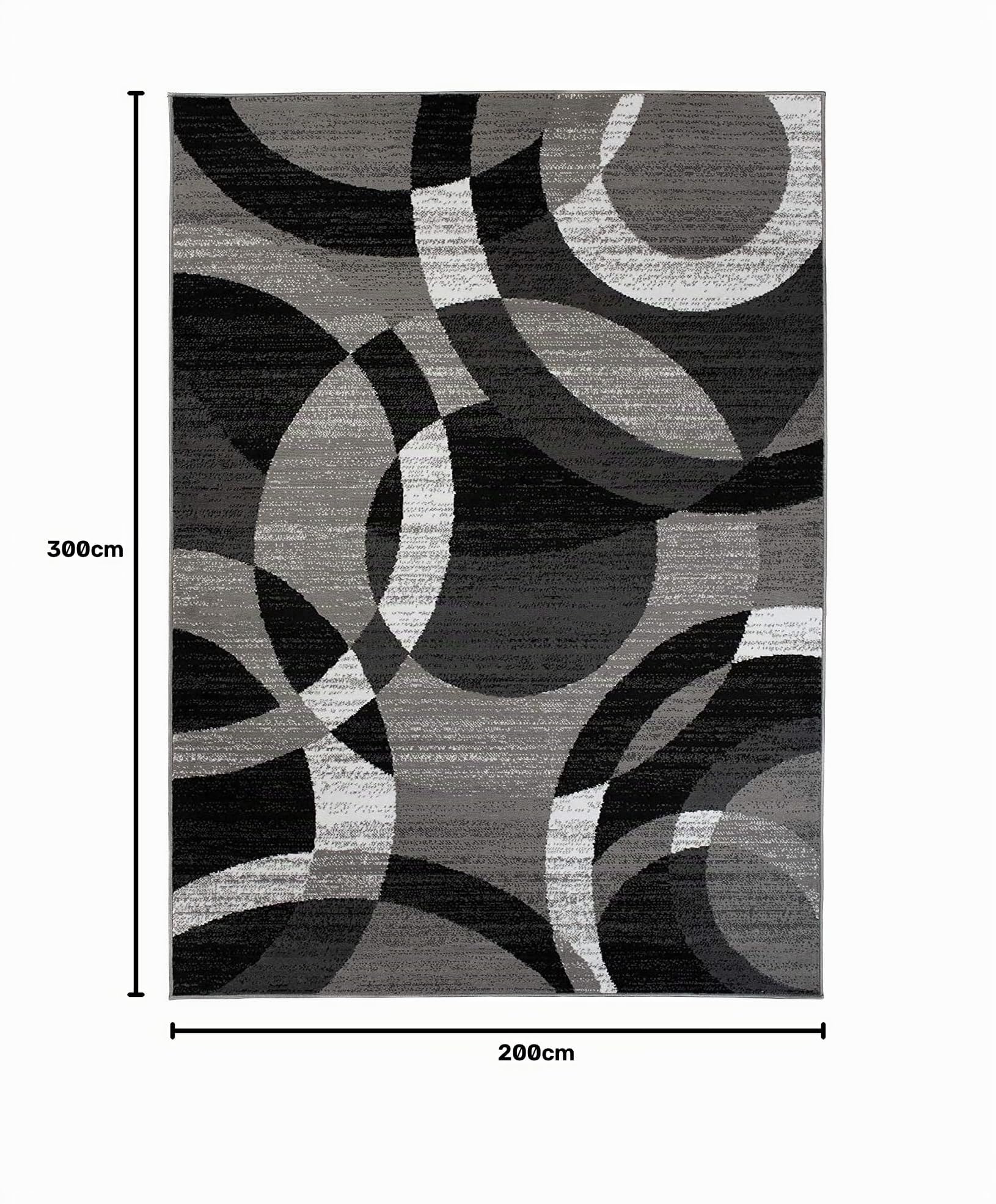 Carpeto Groß Teppich Wohnzimmer 200x300cm Anthrazit Grau Geometrisch Weich