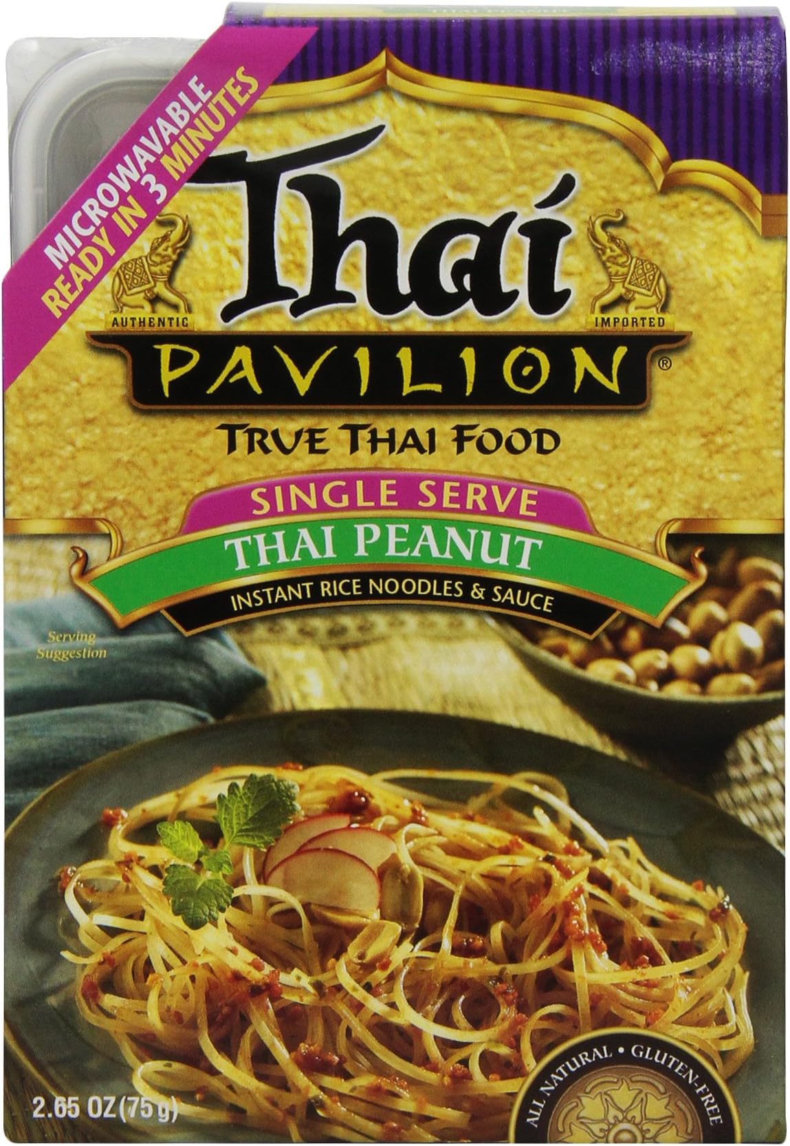 Thai Pavilion Single Serve Microwavable Thai Peanut, 2.65-Ounce Boxes (Pack of 6)
