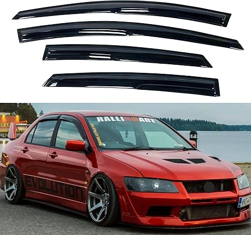 Miniatura 149 de IG - Visera para ventana de automóvil, protector contra la lluvia, el sol y el viento, con cinta adhesiva, deflector extraduradero para ventana