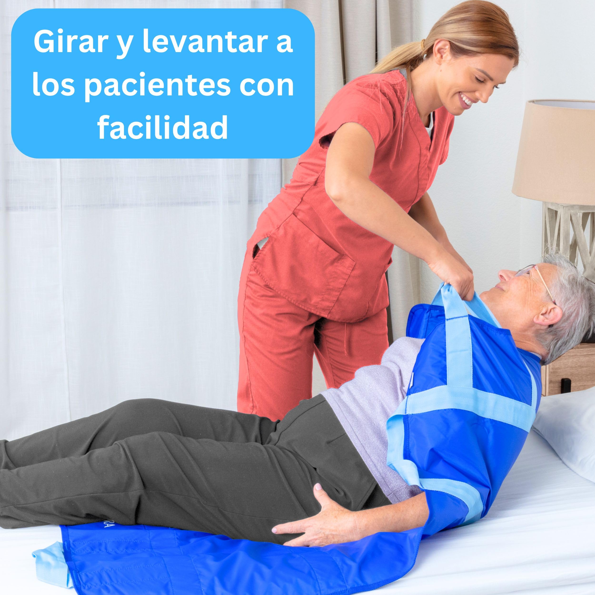 EYRA Sábana Deslizante 122×102 cm con 8 Asas Reforzadas – Sábana de Transferencia y Ayuda al Posicionamiento para Personas Mayores, Pacientes Encamados y Movilidad Reducida – Lavable, hasta 180 kg